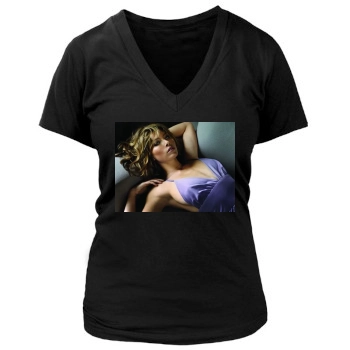 Jessica Biel Women's Deep V-Neck TShirt