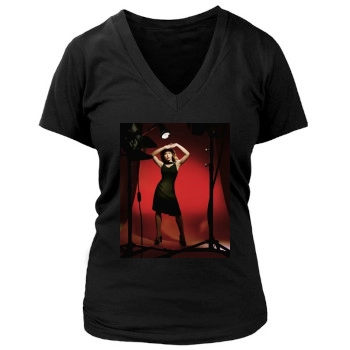 Jessica Biel Women's Deep V-Neck TShirt