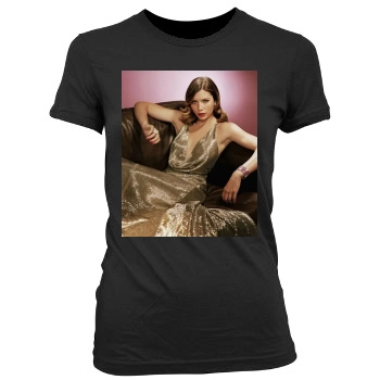 Jessica Biel Women's Junior Cut Crewneck T-Shirt