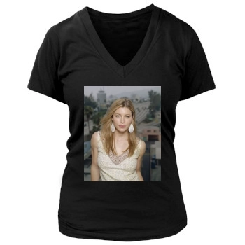 Jessica Biel Women's Deep V-Neck TShirt