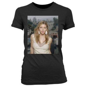 Jessica Biel Women's Junior Cut Crewneck T-Shirt