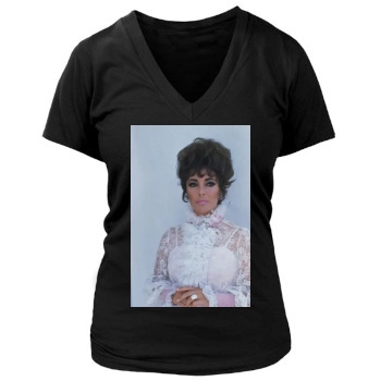 Elizabeth Taylor Women's Deep V-Neck TShirt