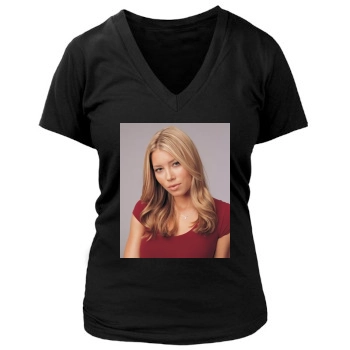 Jessica Biel Women's Deep V-Neck TShirt