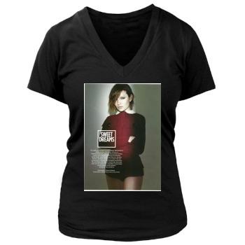 Emily Browning Women's Deep V-Neck TShirt