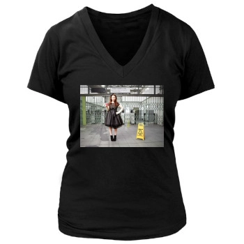 Emily Browning Women's Deep V-Neck TShirt