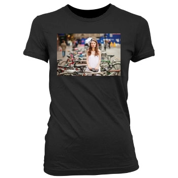 Emily Browning Women's Junior Cut Crewneck T-Shirt