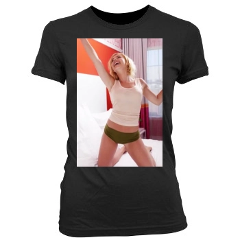 Elisha Cuthbert Women's Junior Cut Crewneck T-Shirt