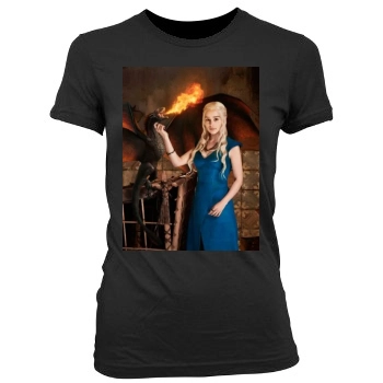 Emilia Clarke Women's Junior Cut Crewneck T-Shirt