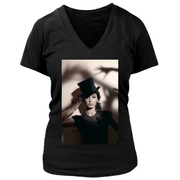 Emily Blunt Women's Deep V-Neck TShirt