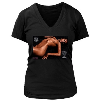 Emily Ratajkowski Women's Deep V-Neck TShirt