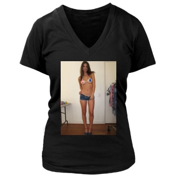 Emily Ratajkowski Women's Deep V-Neck TShirt