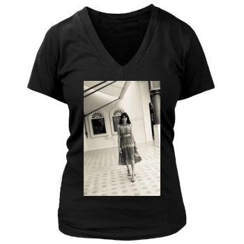 Freida Pinto Women's Deep V-Neck TShirt