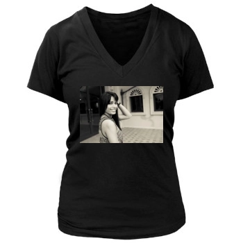 Freida Pinto Women's Deep V-Neck TShirt