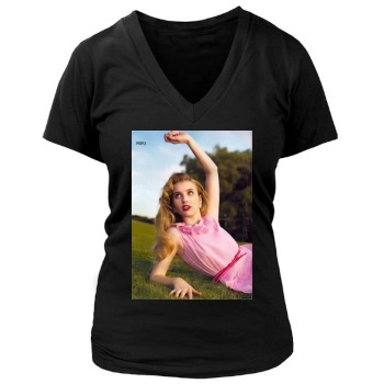 Emma Roberts Women's Deep V-Neck TShirt