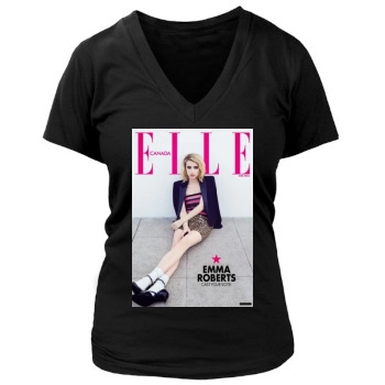 Emma Roberts Women's Deep V-Neck TShirt