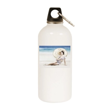 Emmy Rossum White Water Bottle With Carabiner