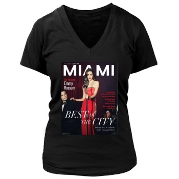 Emmy Rossum Women's Deep V-Neck TShirt