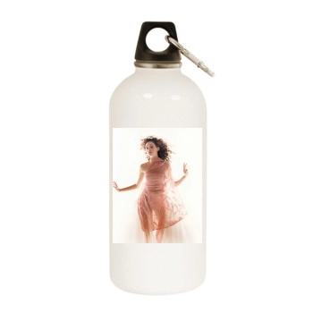 Emmy Rossum White Water Bottle With Carabiner