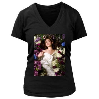 Emmy Rossum Women's Deep V-Neck TShirt