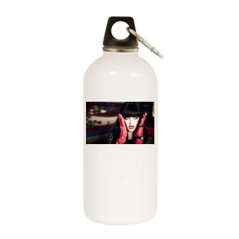 Eva Green White Water Bottle With Carabiner