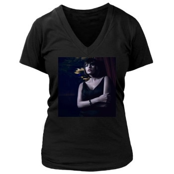 Eva Mendes Women's Deep V-Neck TShirt