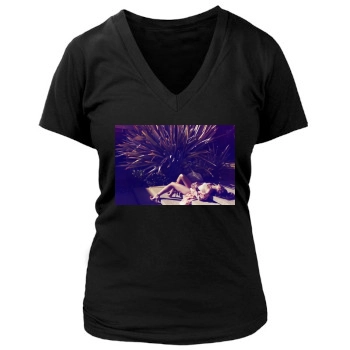 Eva Mendes Women's Deep V-Neck TShirt