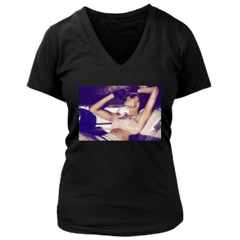 Eva Mendes Women's Deep V-Neck TShirt