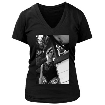 Evangeline Lilly Women's Deep V-Neck TShirt