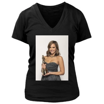 Jessica Alba Women's Deep V-Neck TShirt