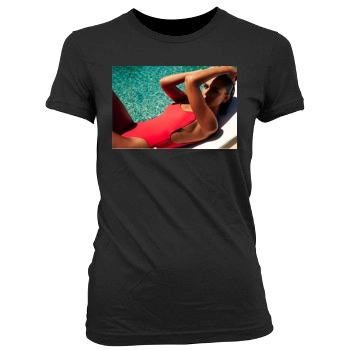 Jessica Alba Women's Junior Cut Crewneck T-Shirt