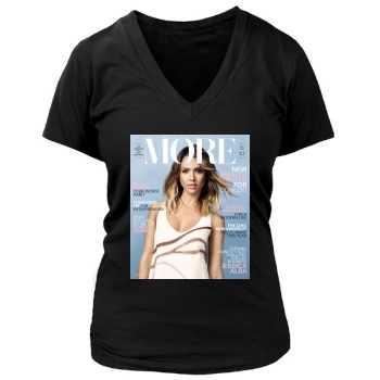 Jessica Alba Women's Deep V-Neck TShirt