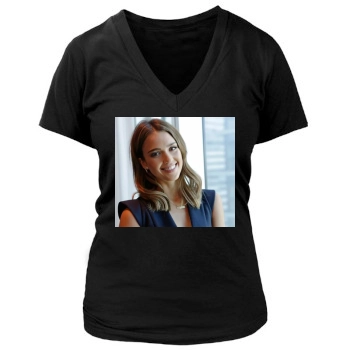 Jessica Alba Women's Deep V-Neck TShirt