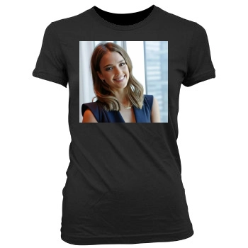 Jessica Alba Women's Junior Cut Crewneck T-Shirt