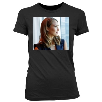 Jessica Alba Women's Junior Cut Crewneck T-Shirt