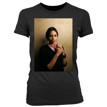 Rosario Dawson Women's Junior Cut Crewneck T-Shirt