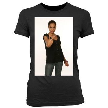 Rosario Dawson Women's Junior Cut Crewneck T-Shirt