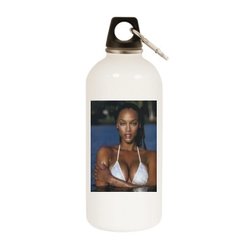 Tyra Banks White Water Bottle With Carabiner