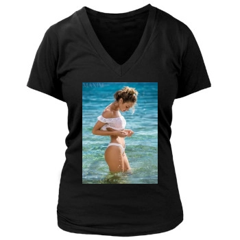 Candice Swanepoel Women's Deep V-Neck TShirt