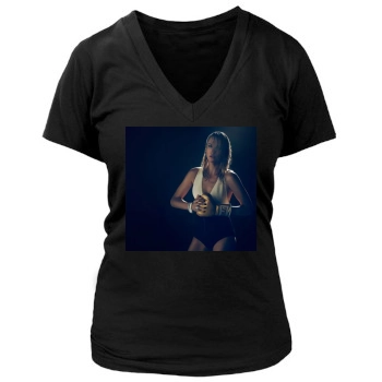 Charlize Theron Women's Deep V-Neck TShirt