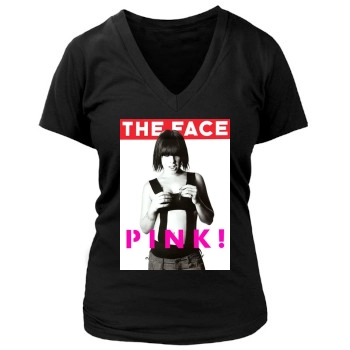 Pink Women's Deep V-Neck TShirt