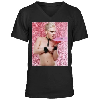Pink Men's V-Neck T-Shirt