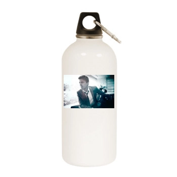 Casey Affleck White Water Bottle With Carabiner