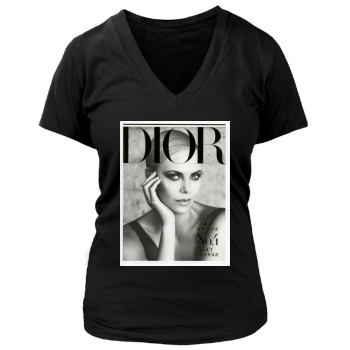 Charlize Theron Women's Deep V-Neck TShirt