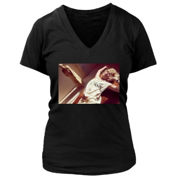 Charlize Theron Women's Deep V-Neck TShirt