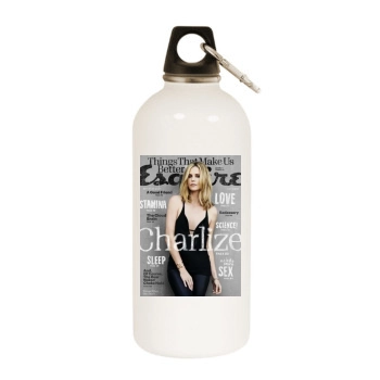 Charlize Theron White Water Bottle With Carabiner