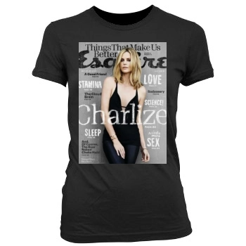 Charlize Theron Women's Junior Cut Crewneck T-Shirt