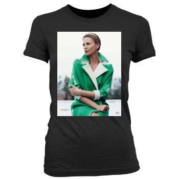 Charlize Theron Women's Junior Cut Crewneck T-Shirt