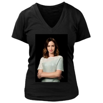 Emily Blunt Women's Deep V-Neck TShirt