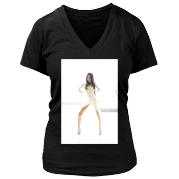 Freida Pinto Women's Deep V-Neck TShirt