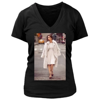 Emily Ratajkowski Women's Deep V-Neck TShirt